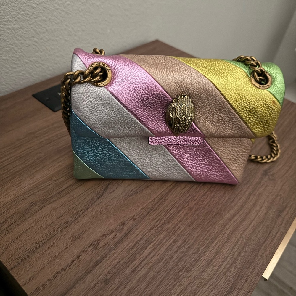 Kurt Geiger Rainbow Striped Crossbody Bag - Picture 2 of 3